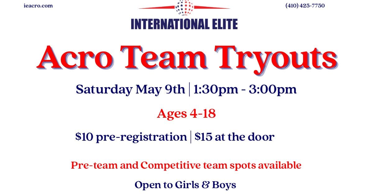 Acro Tryouts – Pre-Team & Competitive Team Opportunities